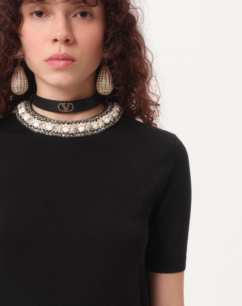 Valentino Handbags Maglia In Lana Ricamata per Donna in Nero | Valentino IT Bestseller