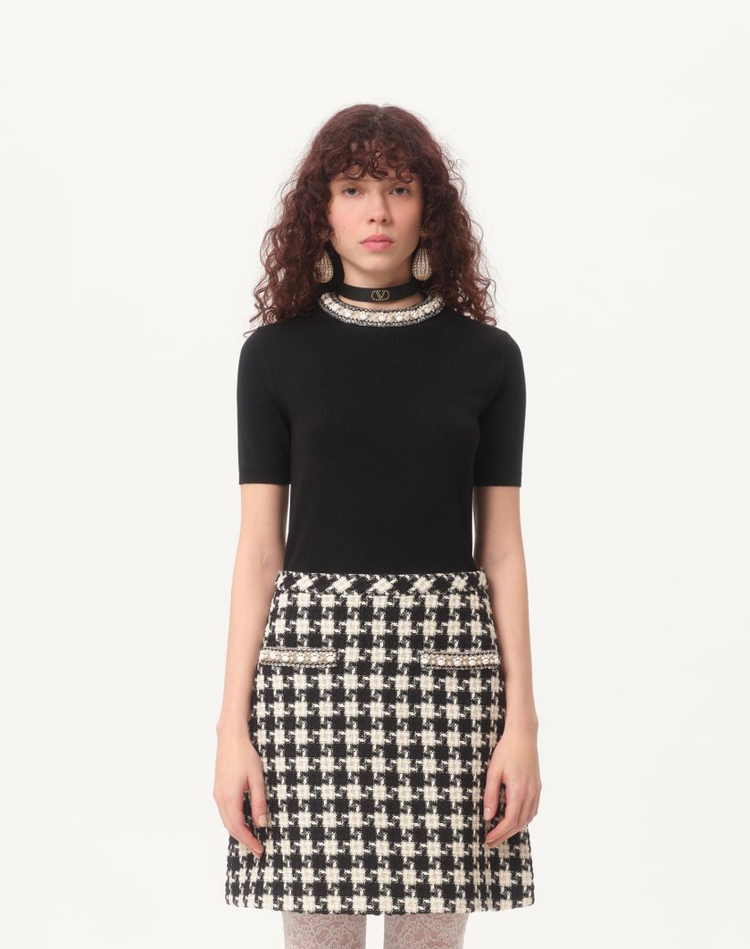 Valentino Handbags Maglia In Lana Ricamata per Donna in Nero | Valentino IT Bestseller