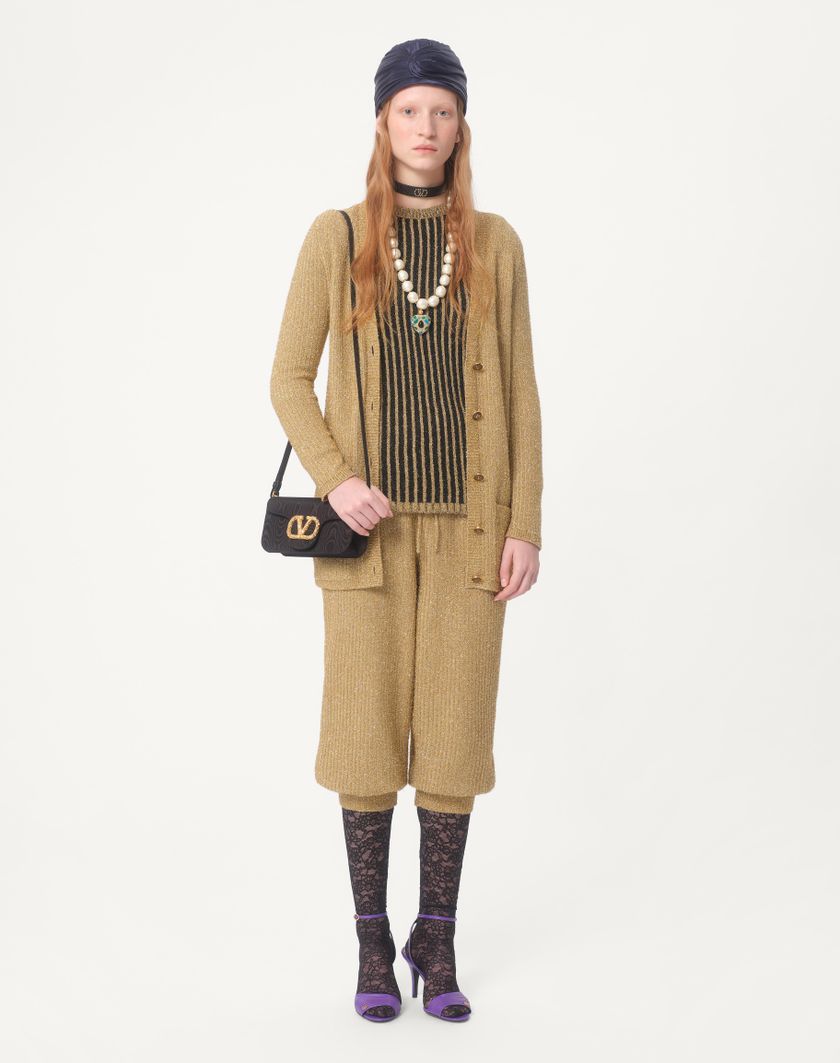 Valentino Handbags Cardigan In Lurex per Donna in Oro | Valentino IT Liquidazione