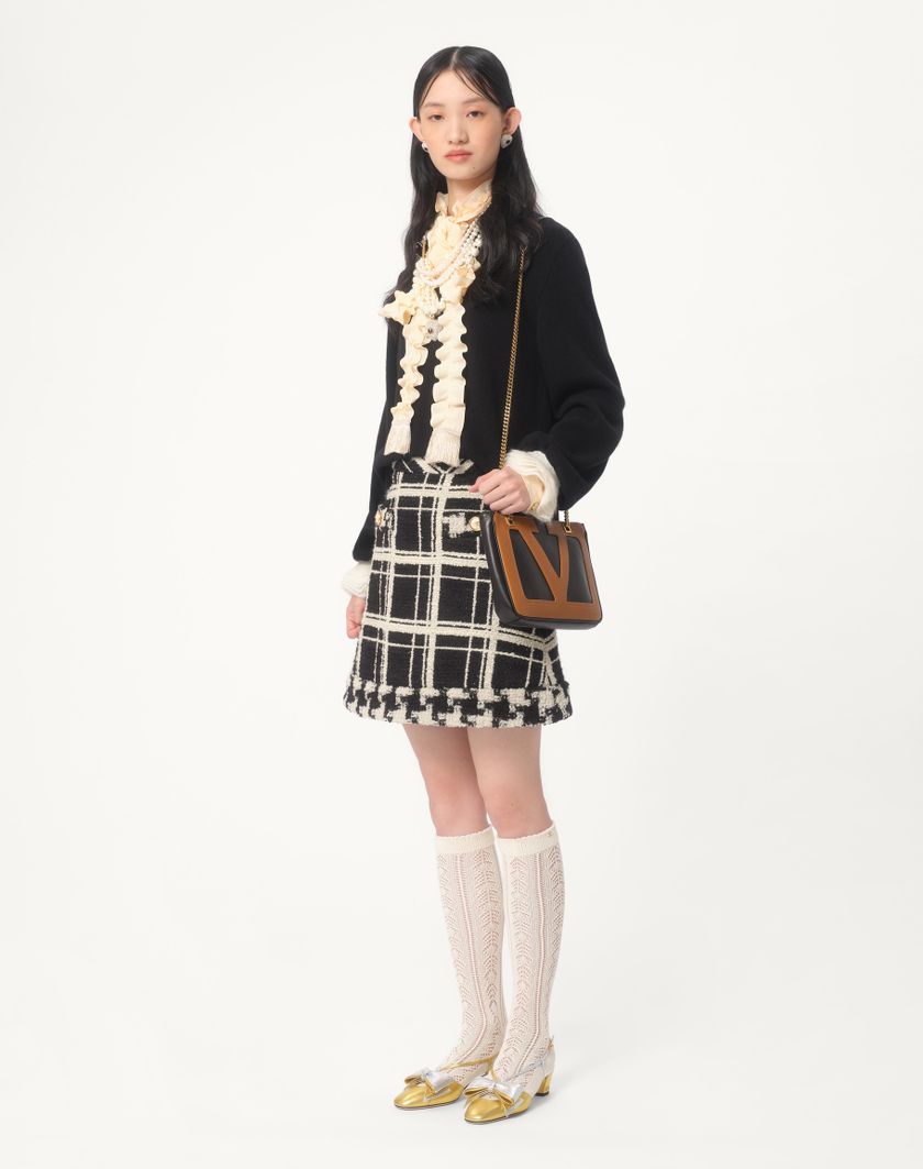 Valentino Handbags Maglia In Lana E Mohair per Donna in Nero/avorio | Valentino IT Prezzo basso