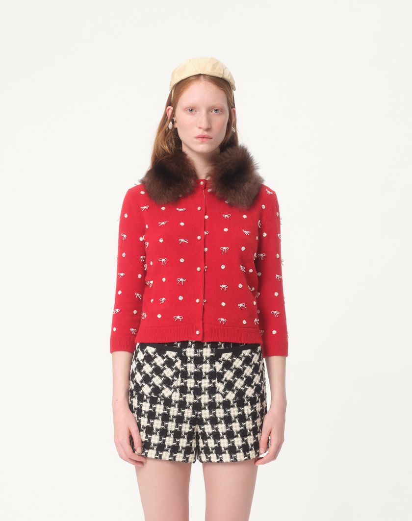 Valentino Handbags Cardigan In Lana Ricamato per Donna in Rosso | Valentino IT Super Saving Price
