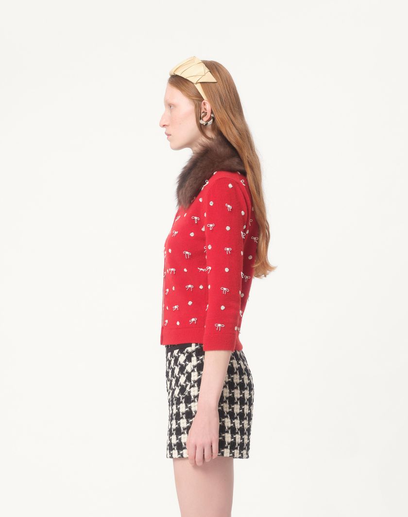 Valentino Handbags Cardigan In Lana Ricamato per Donna in Rosso | Valentino IT Super Saving Price