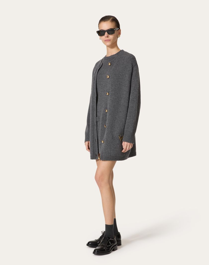 Valentino Handbags Cardigan In Lana per Donna in Grigio Scuro | Valentino IT Ultimo giorno