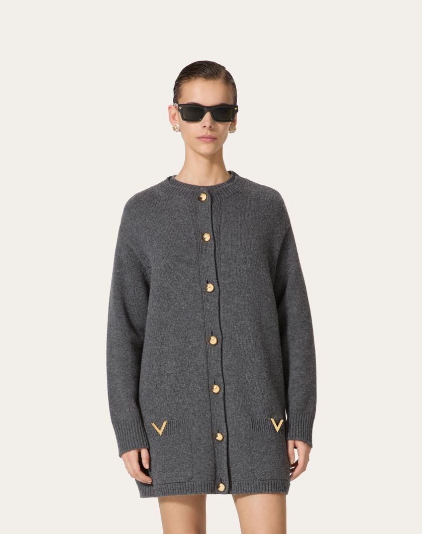Valentino Handbags Cardigan In Lana per Donna in Grigio Scuro | Valentino IT Ultimo giorno