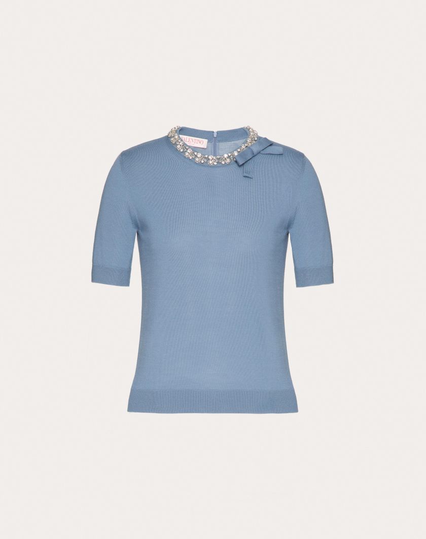 Valentino Handbags Maglia In Lana Ricamata per Donna in Comfit | Valentino IT Fino al 50% di sconto