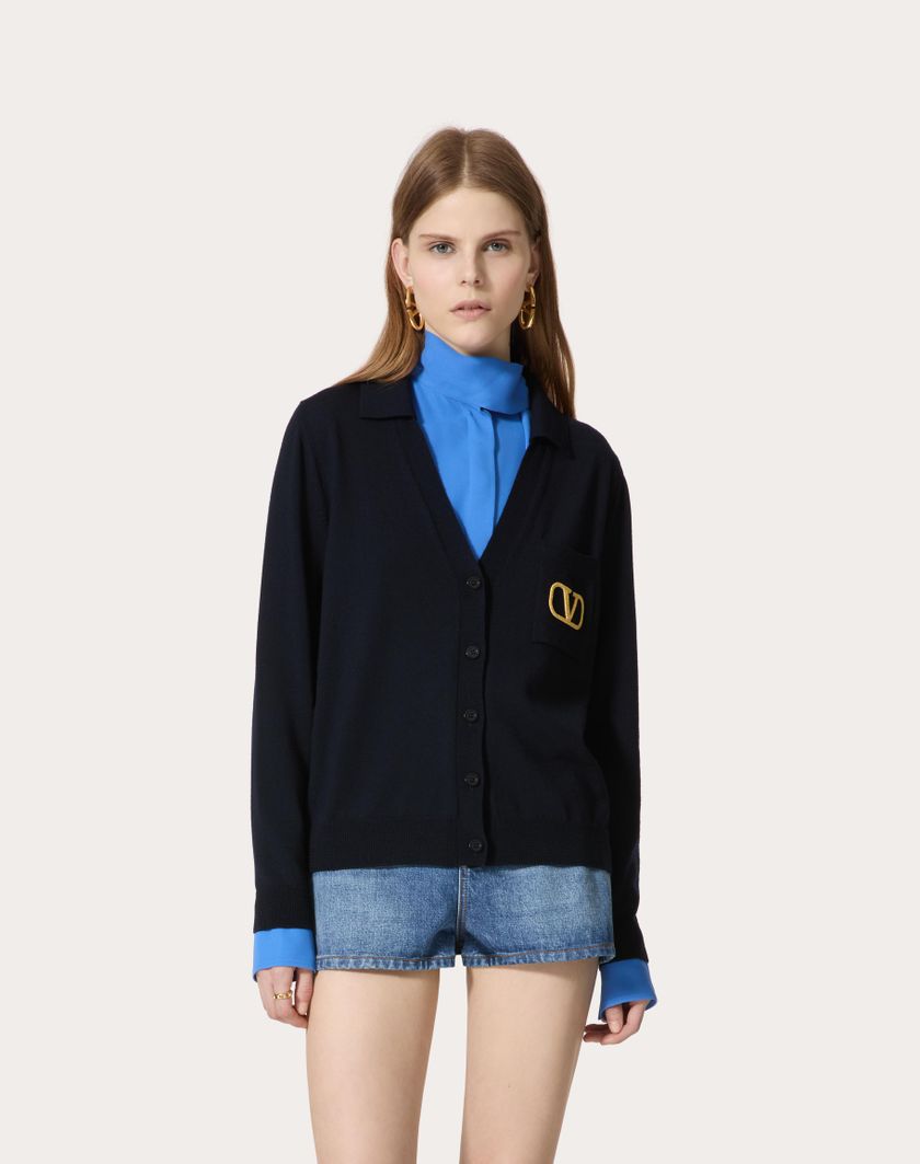 Valentino Handbags Cardigan In Lana per Donna in Navy | Valentino IT Fino al 65% di sconto