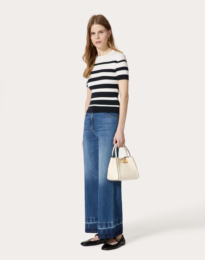 Valentino Handbags Maglia In Cotone per Donna in Navy/avorio | Valentino IT Only for today