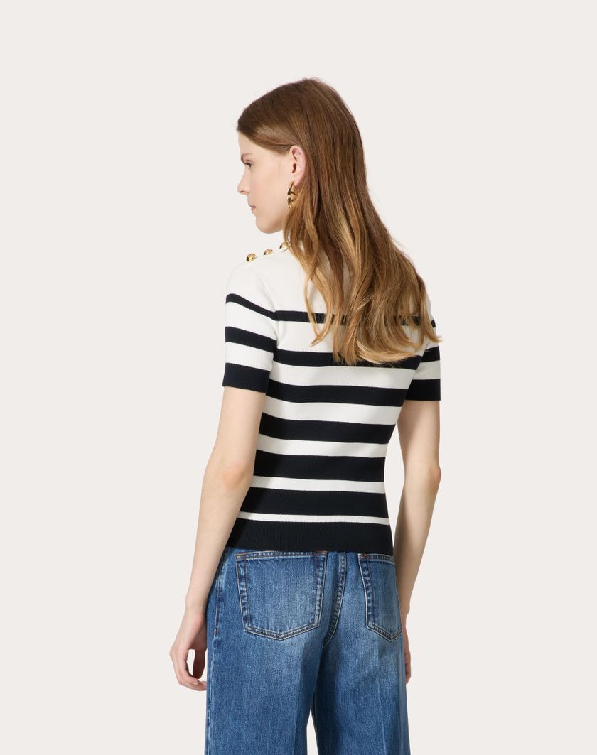 Valentino Handbags Maglia In Cotone per Donna in Navy/avorio | Valentino IT Only for today