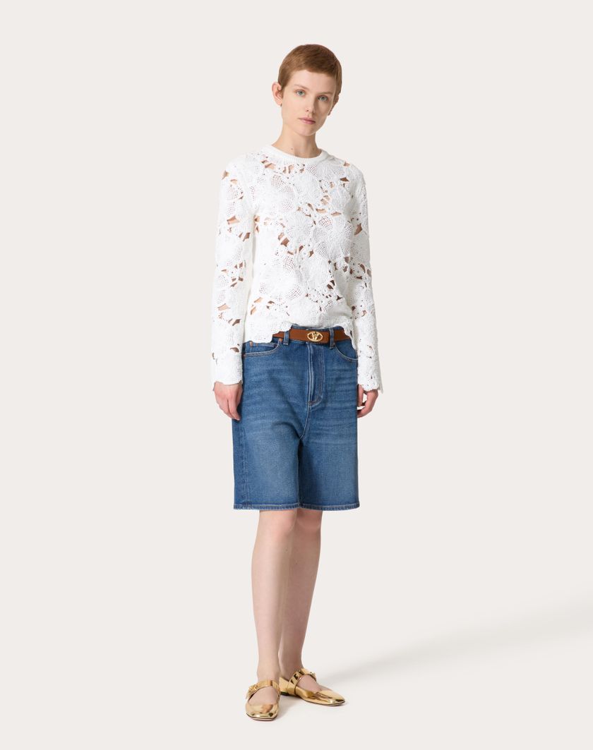 Valentino Handbags Maglia In Cotone Ricamata per Donna in Avorio | Valentino IT Fino al 55% di sconto