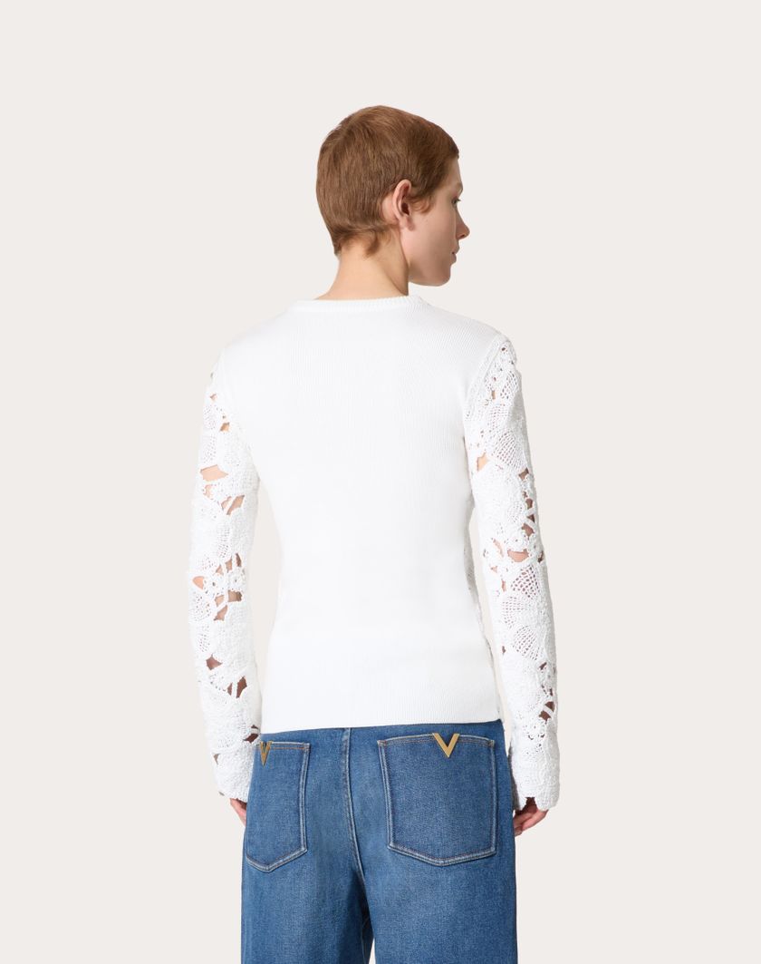 Valentino Handbags Maglia In Cotone Ricamata per Donna in Avorio | Valentino IT Fino al 55% di sconto