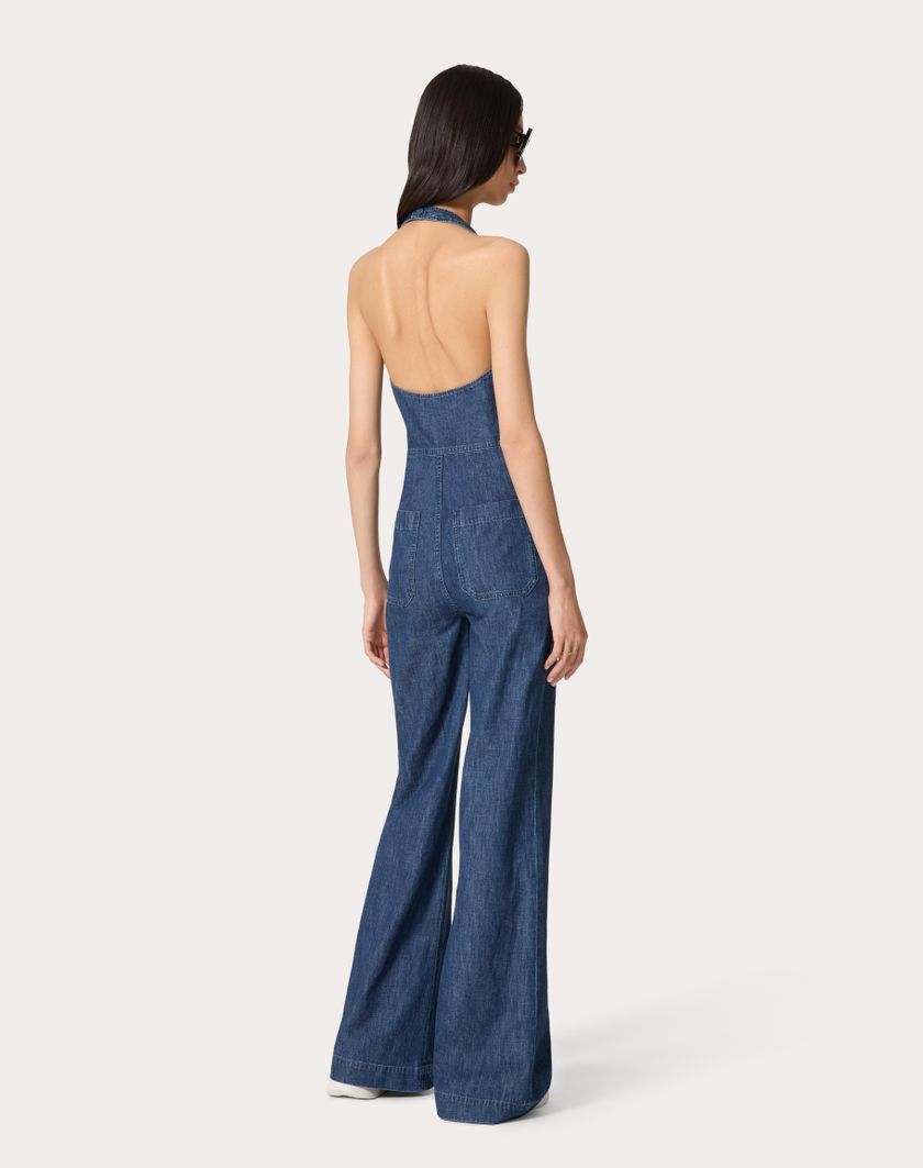 Valentino Handbags Tuta In Chambray Denim per Donna in Denim | Valentino IT Officina