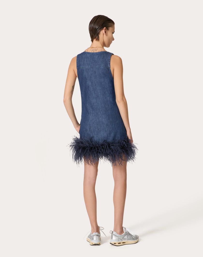 Valentino Handbags Abito Corto In Chambray Denim per Donna in Denim | Valentino IT Black Friday Prezzi