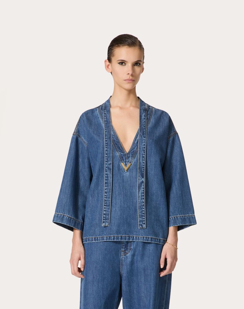 Valentino Handbags Kaftano In Denim Blu Medio per Donna in Denim | Valentino IT 50% di sconto per tempo limitato