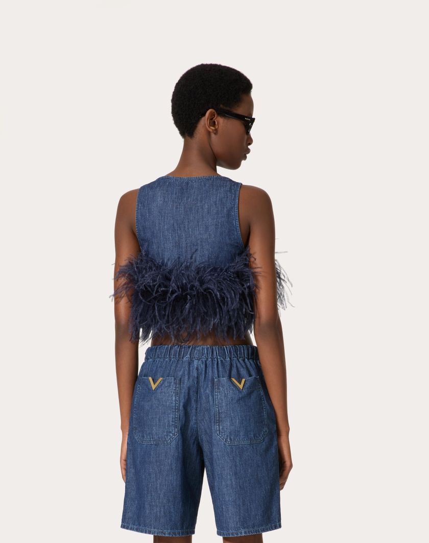 Valentino Handbags Top In Chambray Denim per Donna in Denim | Valentino IT Sconti questo mese