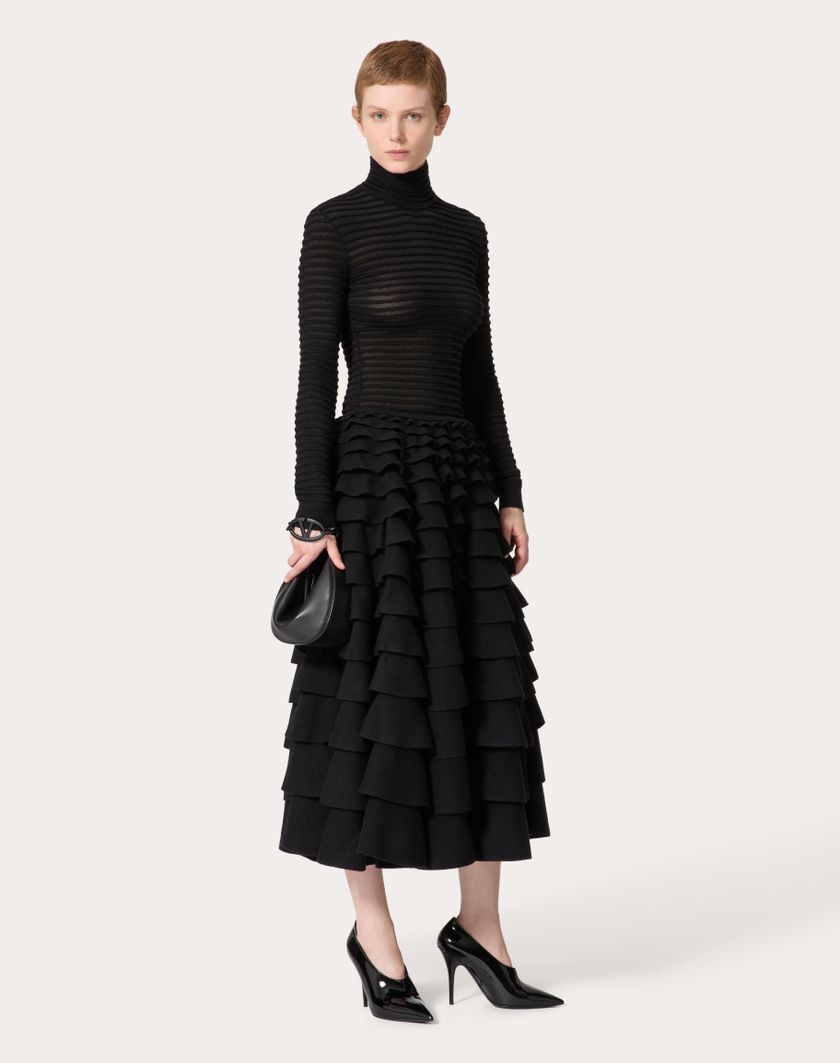 Valentino Handbags Gonna Midi In Maglia per Donna in Nero | Valentino IT Promozione