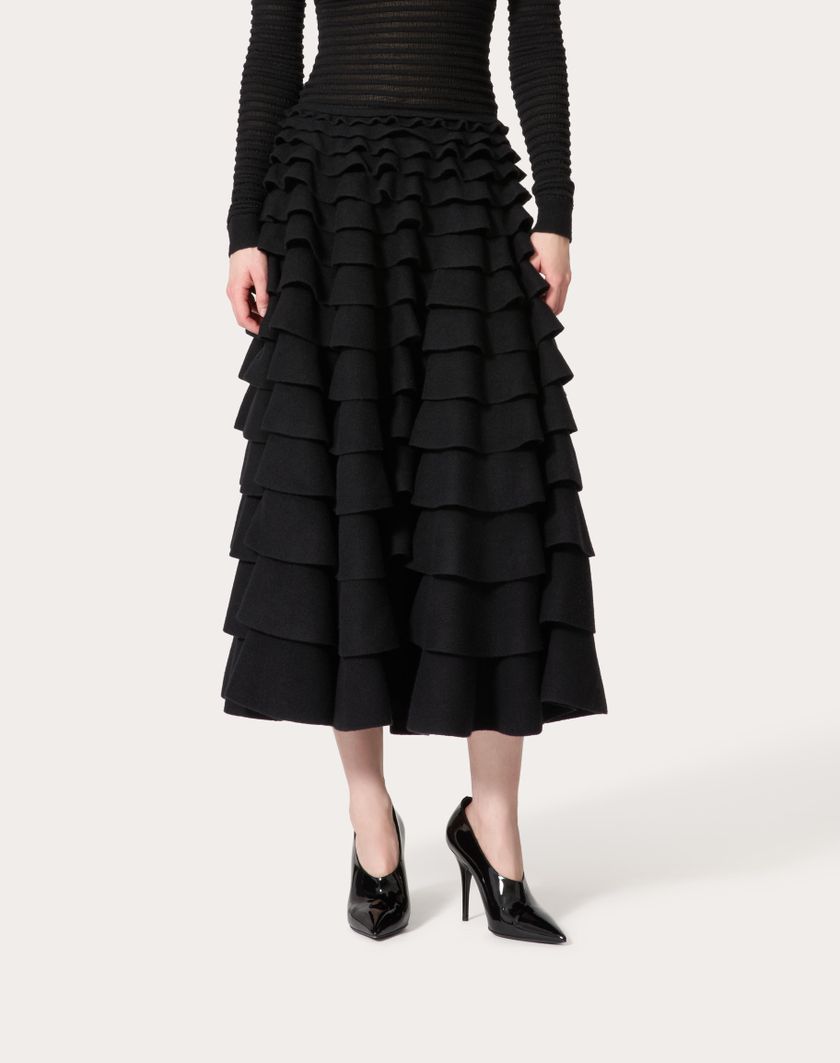 Valentino Handbags Gonna Midi In Maglia per Donna in Nero | Valentino IT Promozione
