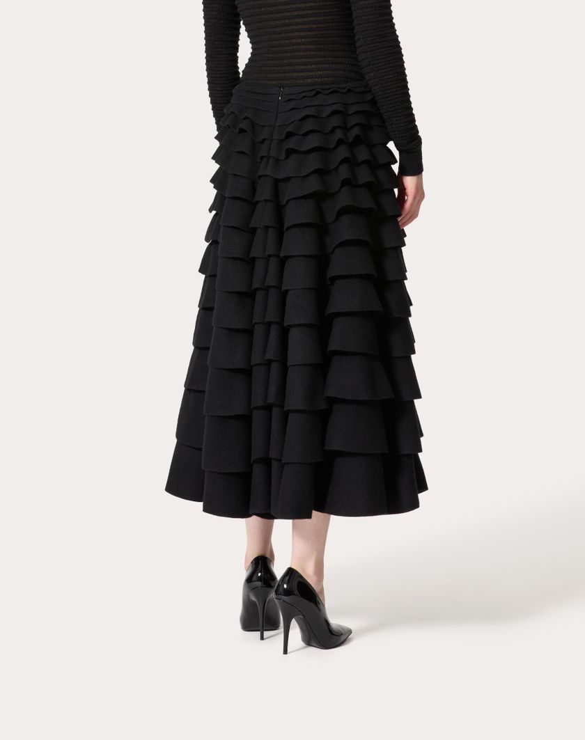 Valentino Handbags Gonna Midi In Maglia per Donna in Nero | Valentino IT Promozione