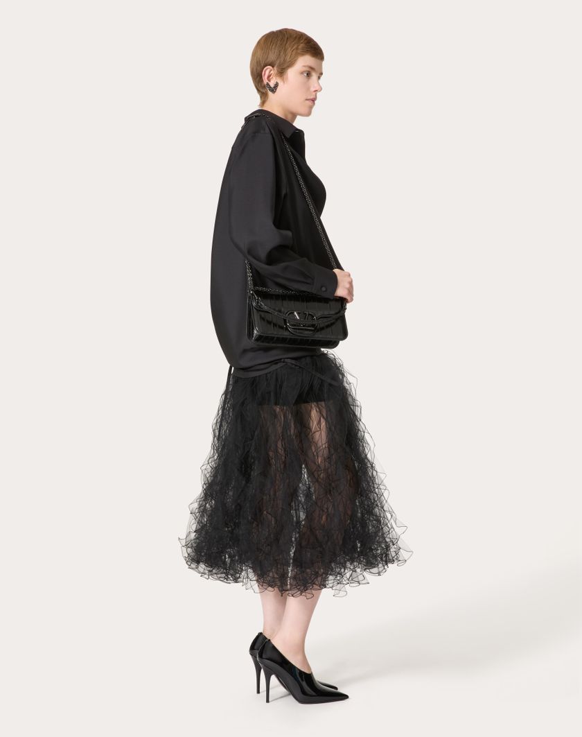 Valentino Handbags Gonna In Tulle Illusione per Donna in Nero | Valentino IT Spedizione Gratuita