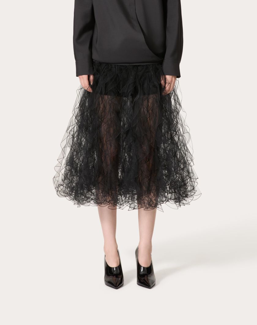 Valentino Handbags Gonna In Tulle Illusione per Donna in Nero | Valentino IT Spedizione Gratuita