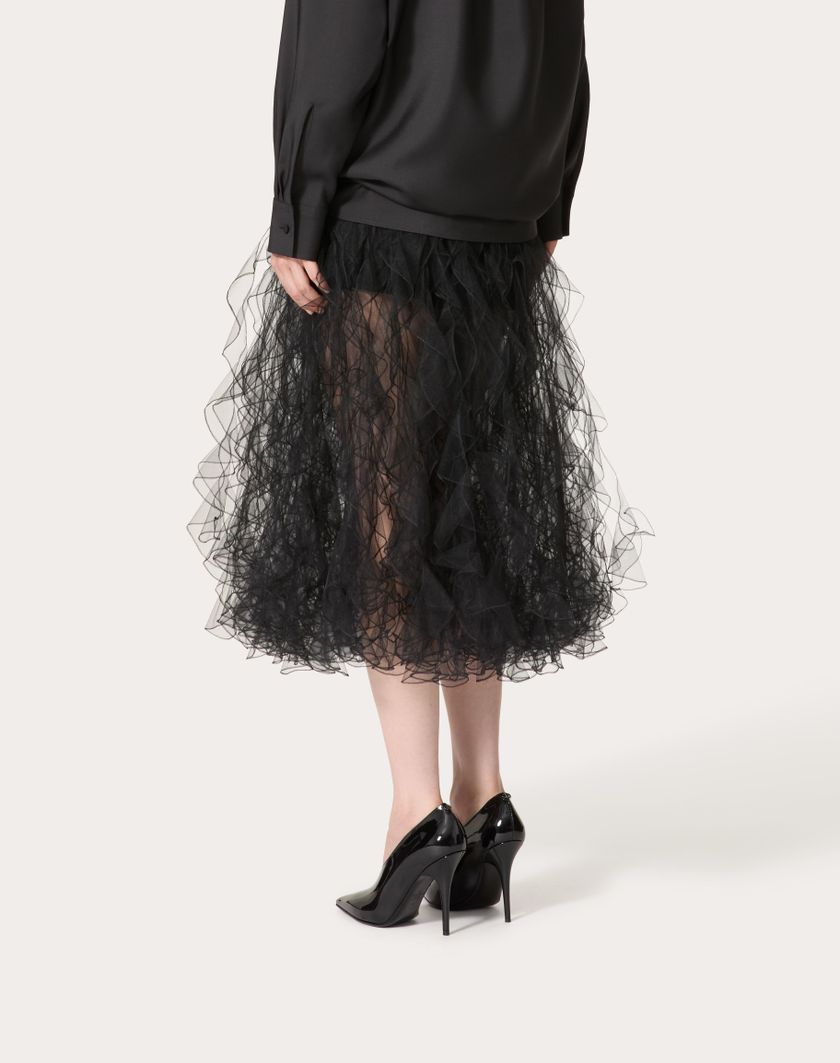 Valentino Handbags Gonna In Tulle Illusione per Donna in Nero | Valentino IT Spedizione Gratuita