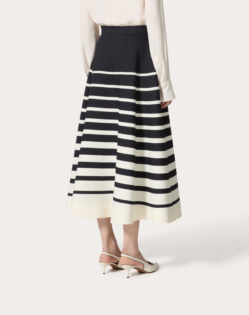 Valentino Handbags Gonna Midi In Crepe Couture Valentino Roomview per Donna in Avorio/navy | Valentino IT Soddisfazione Garantita