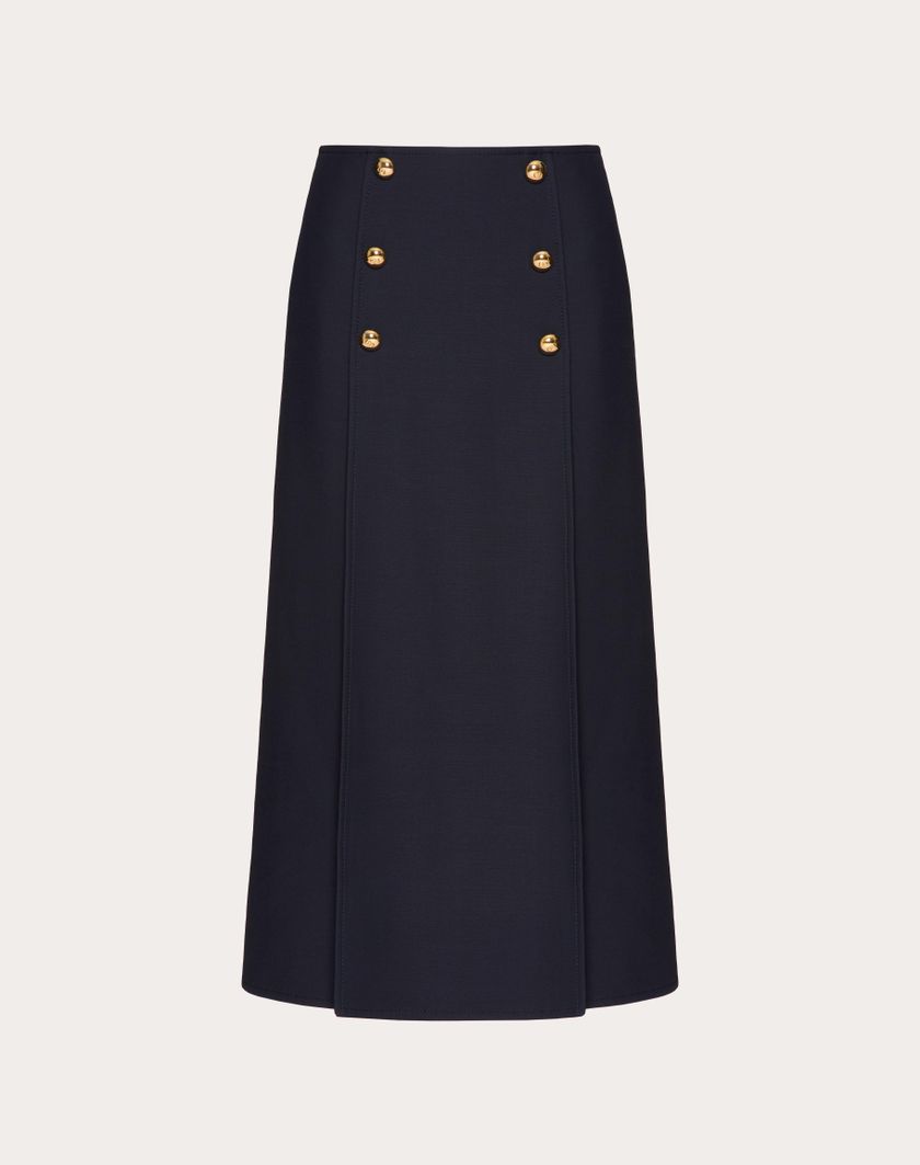 Valentino Handbags Gonna Midi In Crepe Couture per Donna in Navy | Valentino IT Negozi Online