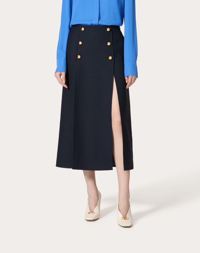 Valentino Handbags Gonna Midi In Crepe Couture per Donna in Navy | Valentino IT Negozi Online