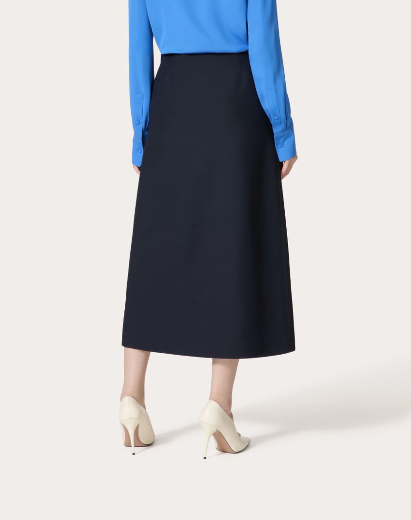 Valentino Handbags Gonna Midi In Crepe Couture per Donna in Navy | Valentino IT Negozi Online