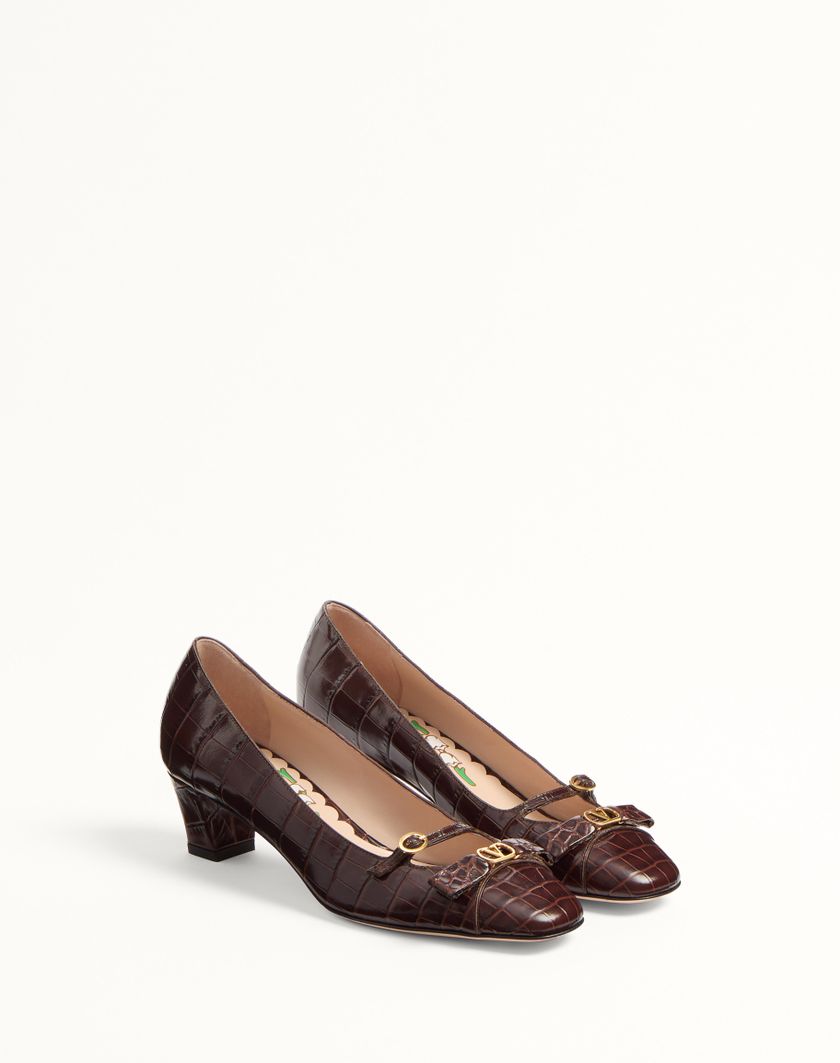Valentino Handbags Décolleté Bowow In Vitello Stampato 45mm per Donna in Avorio | Valentino IT Offerta