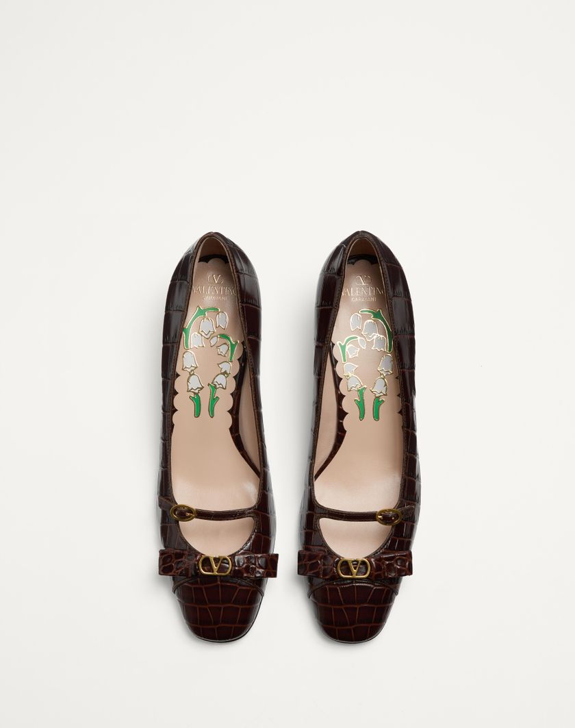 Valentino Handbags Décolleté Bowow In Vitello Stampato 45mm per Donna in Avorio | Valentino IT Offerta