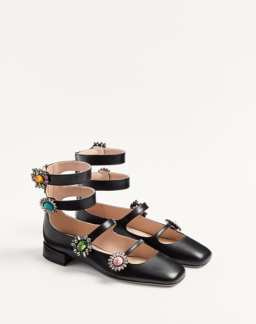 Valentino Handbags Ballerina Con Cinturini Preshoes In Capretto Con Bottoni Gioiello 20mm per Donna in Multicolor | Valentino IT In Vendita
