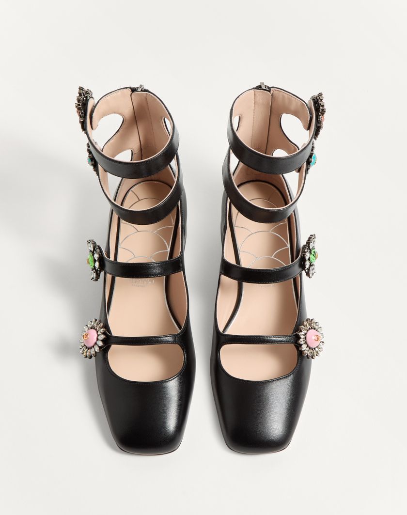 Valentino Handbags Ballerina Con Cinturini Preshoes In Capretto Con Bottoni Gioiello 20mm per Donna in Multicolor | Valentino IT In Vendita