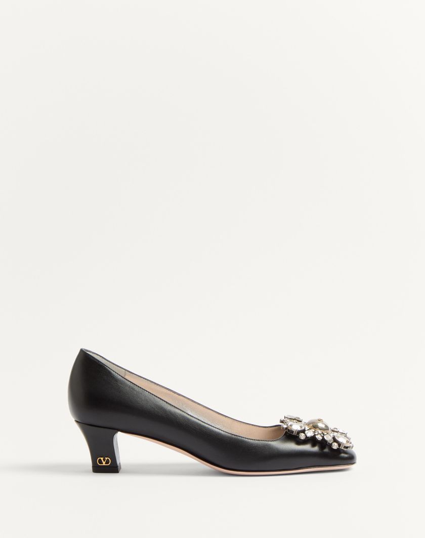 Valentino Handbags Décolleté Preshoes In Capretto Con Cristalli 45mm per Donna in Nero/silver | Valentino IT Saldi