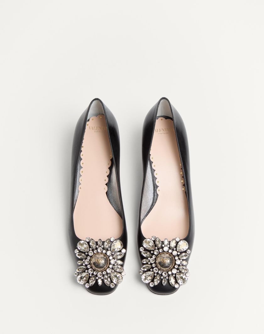 Valentino Handbags Décolleté Preshoes In Capretto Con Cristalli 45mm per Donna in Nero/silver | Valentino IT Saldi