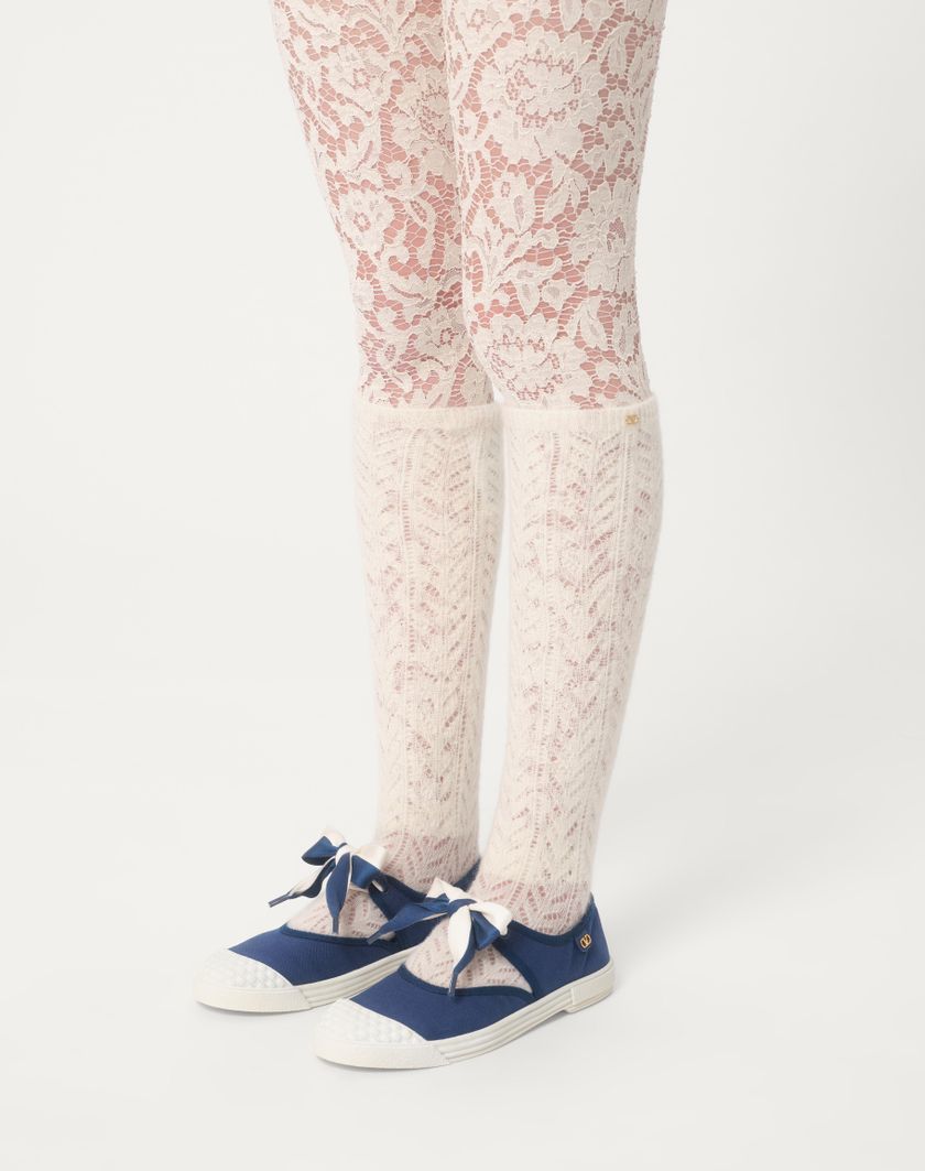 Valentino Handbags Sneaker Ballerina Bay By Bay In Canvas per Donna in Blu/avorio | Valentino IT Saldi Di Fabbrica