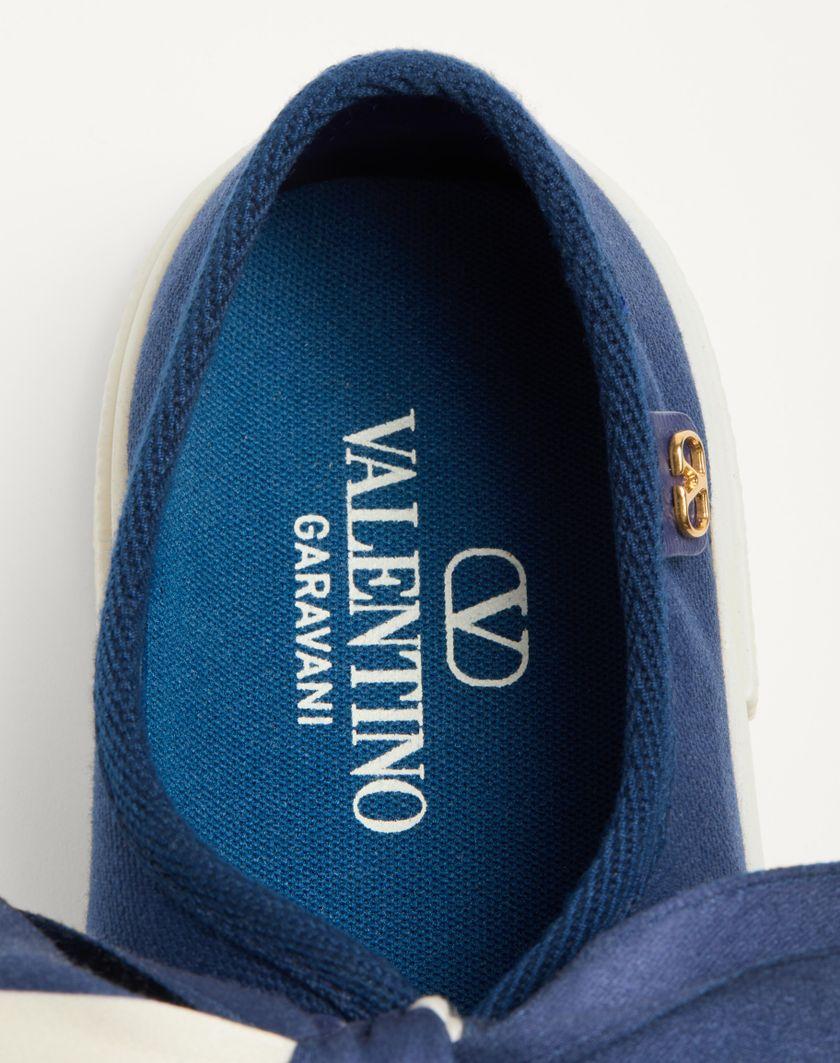 Valentino Handbags Sneaker Ballerina Bay By Bay In Canvas per Donna in Blu/avorio | Valentino IT Saldi Di Fabbrica