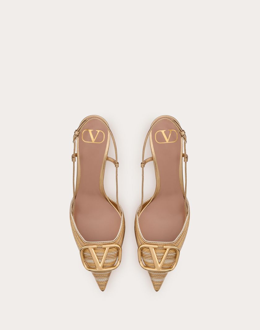 Valentino Handbags Décolleté Slingback Vlogo Signature Metalizzato Con Ricamo Cornely 80mm per Donna in Oro | Valentino IT Prezzo di fabbrica
