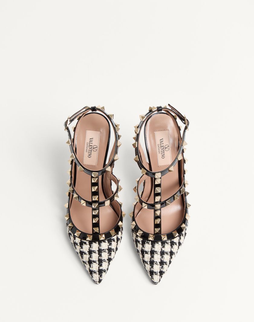 Valentino Handbags Décolleté Rockstud In Tessuto Pied-de-poule 100mm per Donna in Avorio/nero | Valentino IT Shopping online