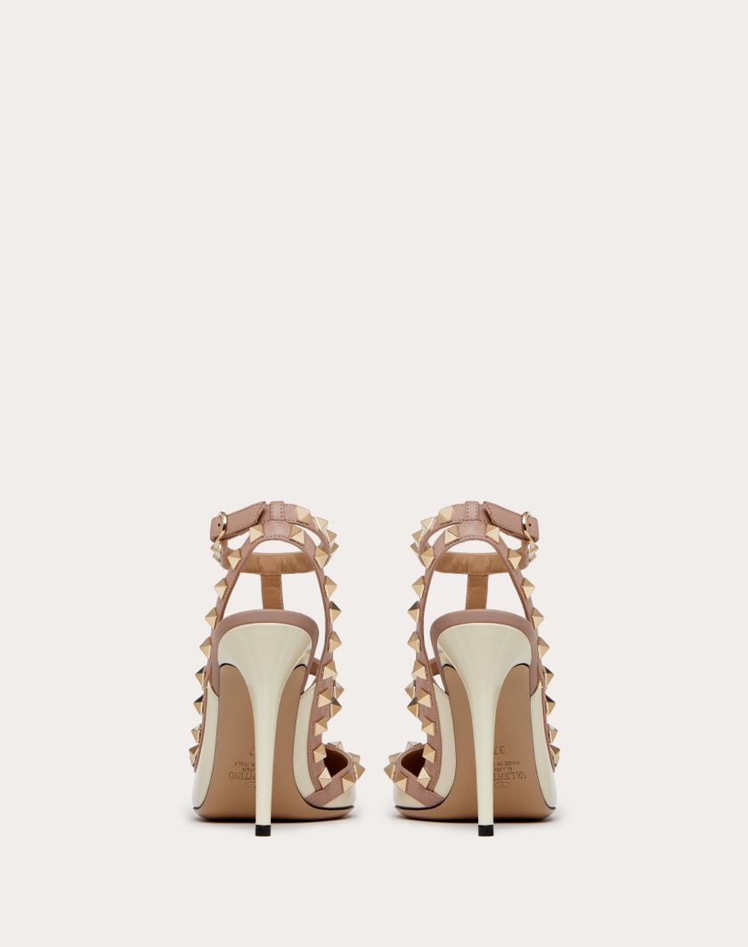 Valentino Handbags Décolleté Rockstud In Vernice Con Cinturini 100mm per Donna in Poudre | Valentino IT Offerta esclusiva