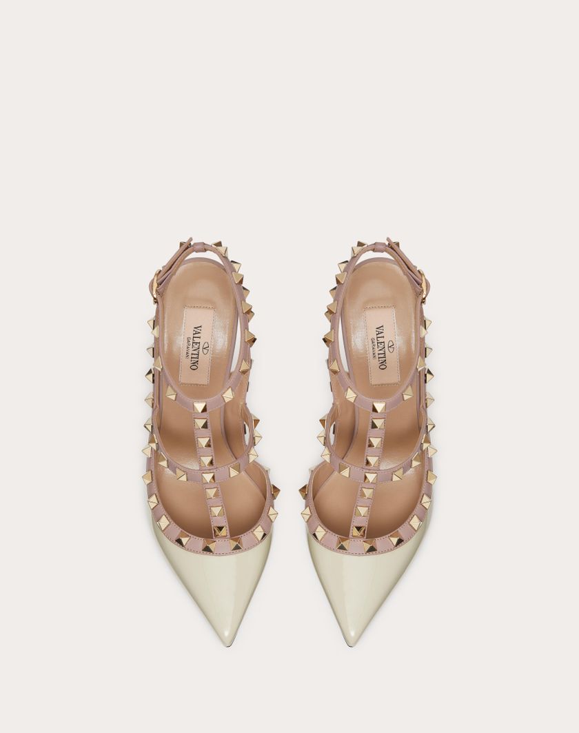Valentino Handbags Décolleté Rockstud In Vernice Con Cinturini 100mm per Donna in Poudre | Valentino IT Offerta esclusiva