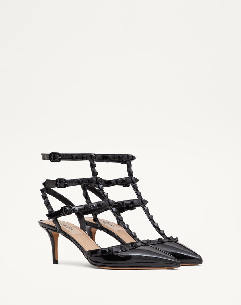 Valentino Handbags Décolleté Rockstud In Vernice Con Cinturini E Borchie In Tono 65mm per Donna in Nero | Valentino IT Offerta natalizia