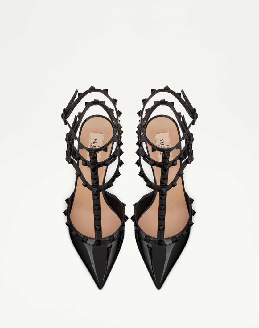Valentino Handbags Décolleté Rockstud In Vernice Con Cinturini E Borchie In Tono 65mm per Donna in Nero | Valentino IT Offerta natalizia