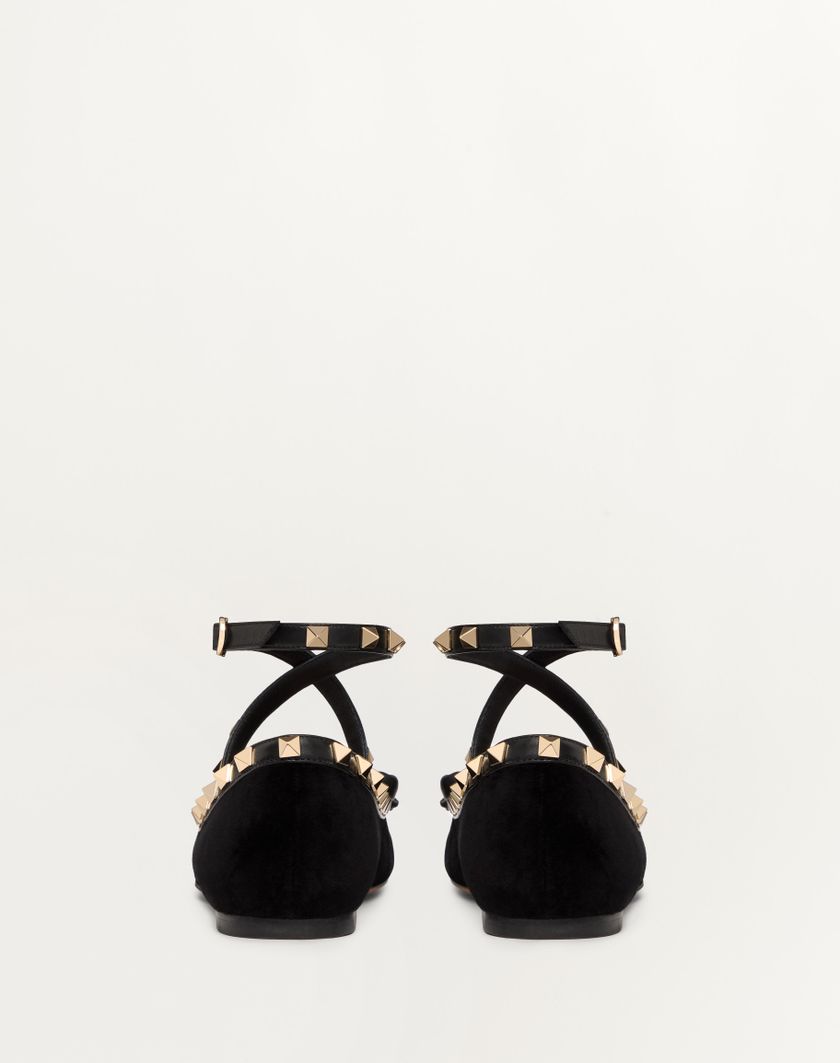 Valentino Handbags Ballerina Rockstud In Velluto per Donna in Rosso Ciliegia | Valentino IT Offerta Giorno del Papà