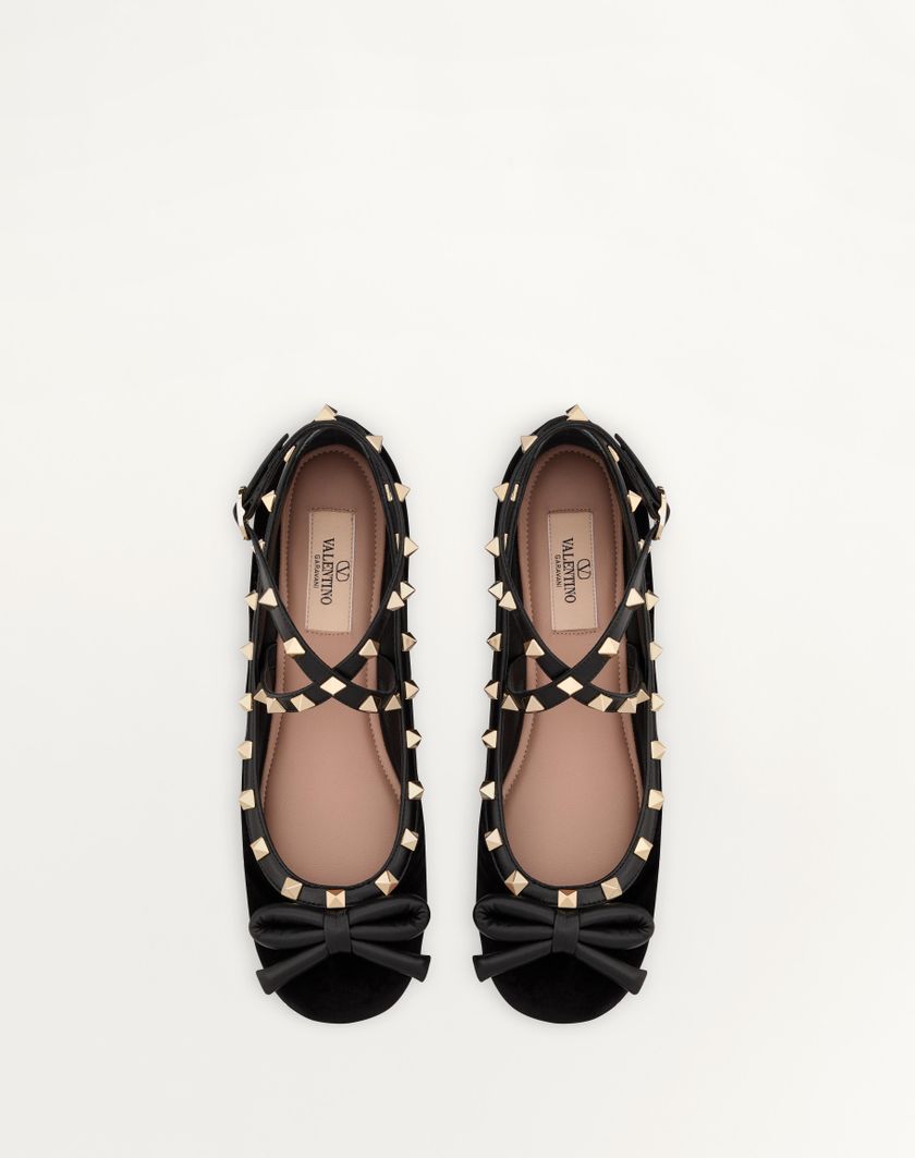 Valentino Handbags Ballerina Rockstud In Velluto per Donna in Nero | Valentino IT Offerta San Valentino