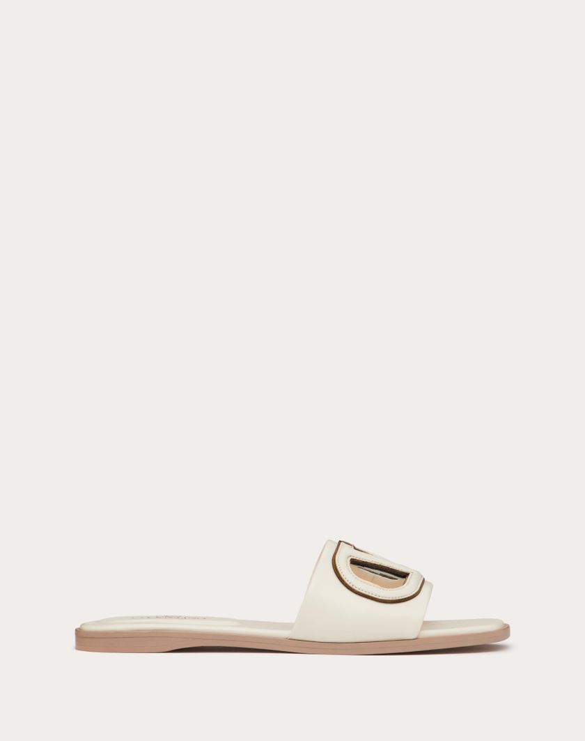 Valentino Handbags Sandalo Slide Vlogo Cut-out In Vitello per Donna in Avorio/antique Brass | Valentino IT Offerte stagionali