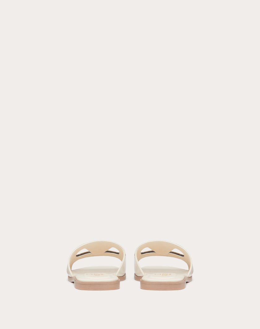 Valentino Handbags Sandalo Slide Vlogo Cut-out In Vitello per Donna in Avorio/antique Brass | Valentino IT Offerte stagionali