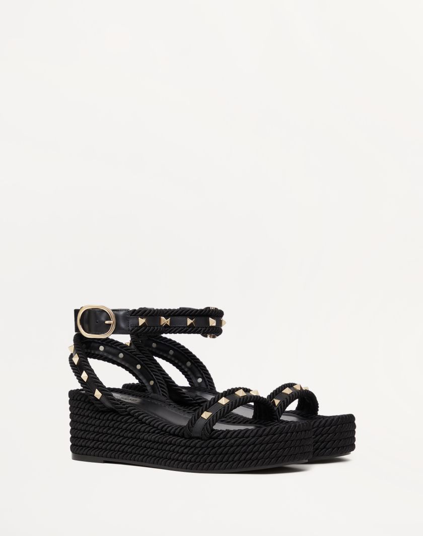 Valentino Handbags Sandalo Flatform Rockstud In Vitello 45mm per Donna in Poudre | Valentino IT Sconti VIP