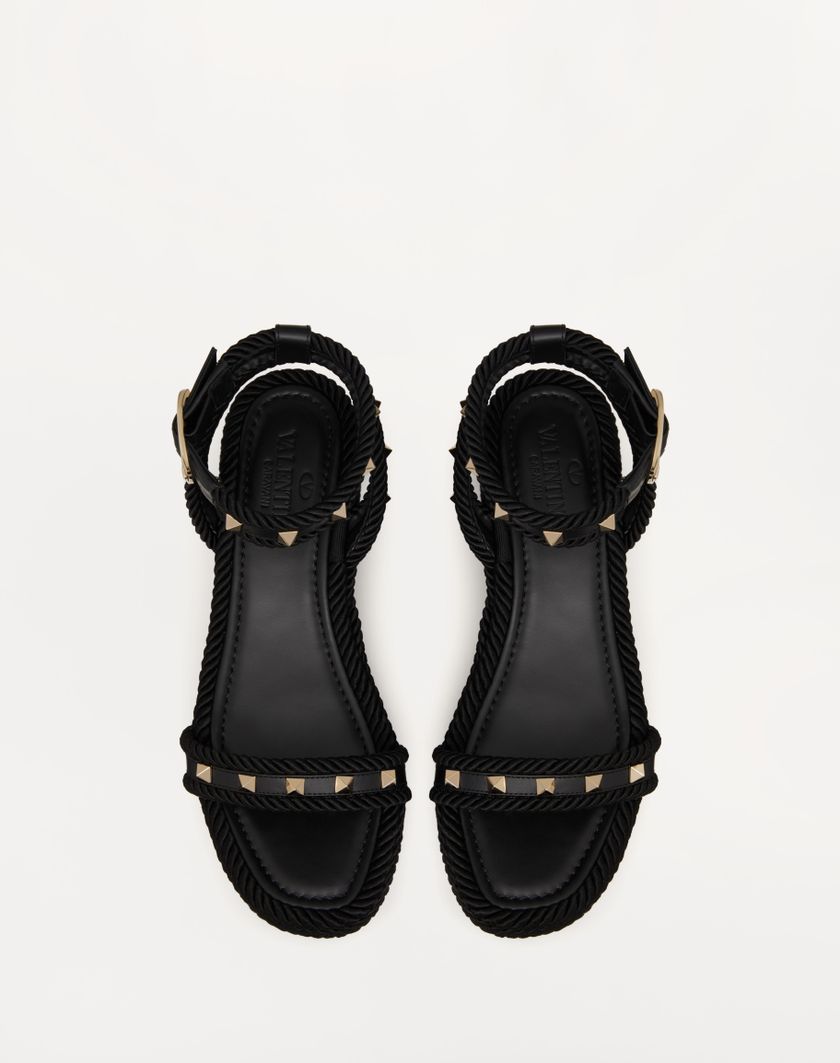 Valentino Handbags Sandalo Flatform Rockstud In Vitello 45mm per Donna in Nero | Valentino IT Prezzo basso