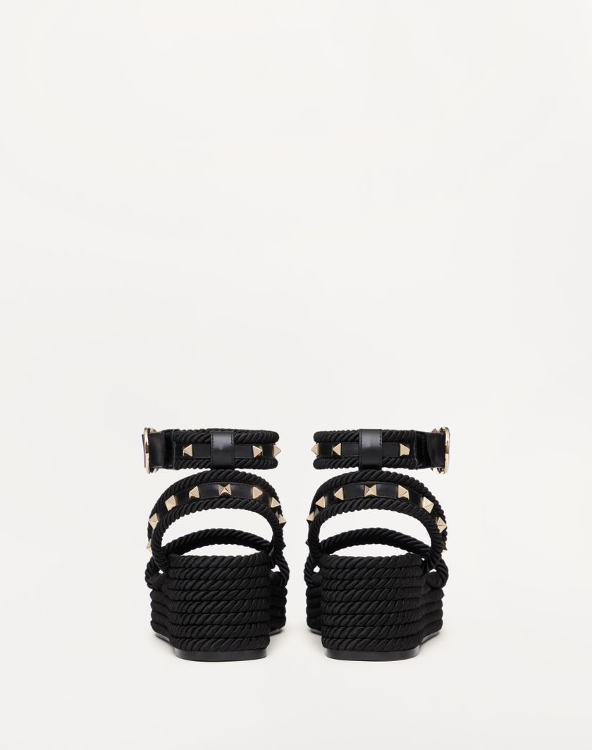Valentino Handbags Sandalo Flatform Rockstud In Vitello 45mm per Donna in Nero | Valentino IT Prezzo basso