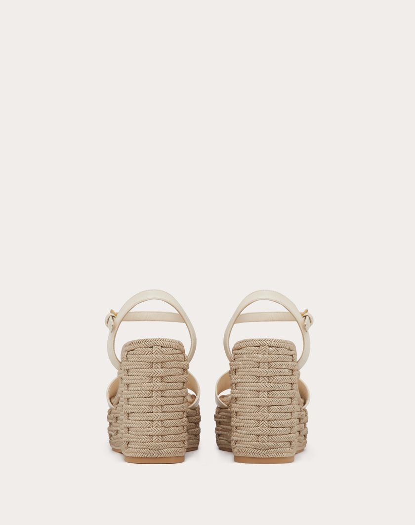 Valentino Handbags Sandalo Zeppa Vlogo Cut-out In Vitello 110mm per Donna in Avorio/antique Brass | Valentino IT Offerta settimanale